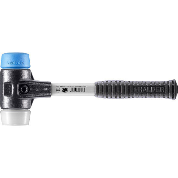 SIMPLEX-Schonhammer, TPE-soft / Superplastik; mit verstärktem Tempergussgehäuse und Fiberglasstiel | D=50 mm | 3717.050