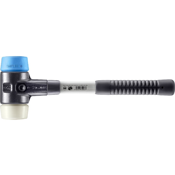 SIMPLEX-Schonhammer, TPE-soft / Nylon; mit verstärktem Tempergussgehäuse und Fiberglasstiel | D=60 mm | 3718.060