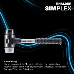 SIMPLEX-Schonhammer, Gummikomposition / TPE-mid; mit verstärktem Tempergussgehäuse und Fiberglasstiel | D=30 mm | 3723.030