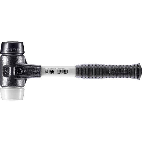 SIMPLEX-Schonhammer, Gummikomposition / Superplastik; mit verstärktem Tempergussgehäuse und Fiberglasstiel | D=50 mm | 3727.050