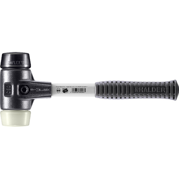 SIMPLEX-Schonhammer, Gummikomposition / Nylon; mit verstärktem Tempergussgehäuse und Fiberglasstiel | D=50 mm | 3728.050