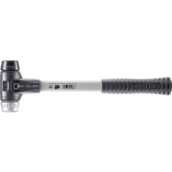 SIMPLEX-Schonhammer, Gummikomposition / Weichmetall; mit verstärktem Tempergussgehäuse und Fiberglasstiel | D=30 mm | 3729.030