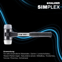 SIMPLEX-Schonhammer, TPE-mid / Superplastik; mit verstärktem Tempergussgehäuse und Fiberglasstiel | D=60 mm | 3737.060