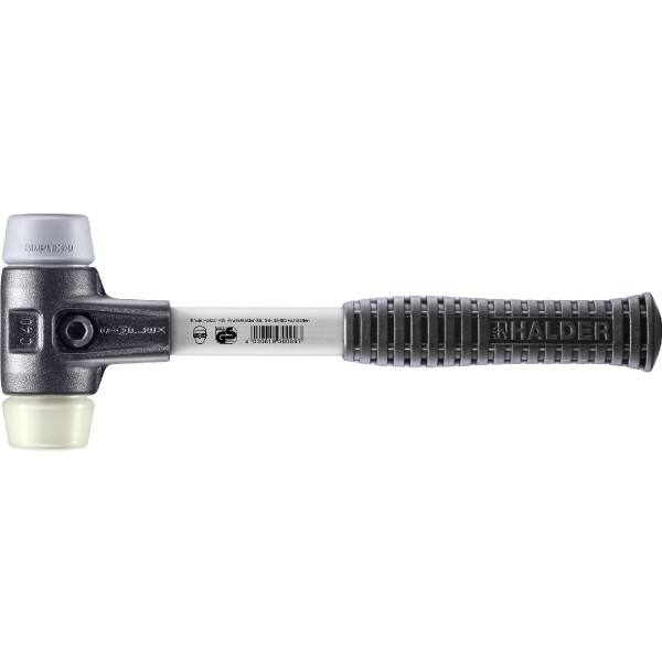 SIMPLEX-Schonhammer, TPE-mid / Nylon; mit verstärktem Tempergussgehäuse und Fiberglasstiel | D=40 mm | 3738.040