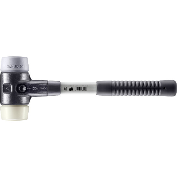 SIMPLEX-Schonhammer, TPE-mid / Nylon; mit verstärktem Tempergussgehäuse und Fiberglasstiel | D=60 mm | 3738.060