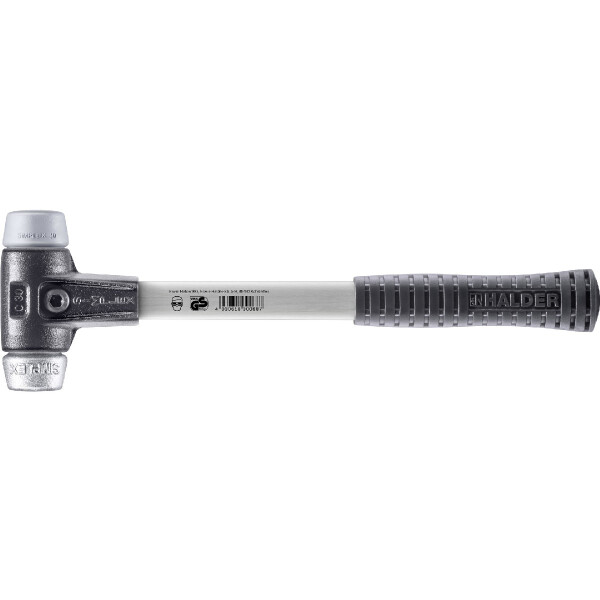 SIMPLEX-Schonhammer, TPE-mid / Weichmetall; mit verstärktem Tempergussgehäuse und Fiberglasstiel | D=30 mm | 3739.030