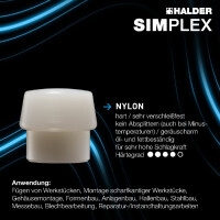 SIMPLEX-Schonhammer, Superplastik / Nylon; mit verstärktem Tempergussgehäuse und Fiberglasstiel | D=60 mm | 3778.060