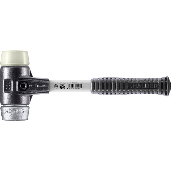 SIMPLEX-Schonhammer, Nylon / Weichmetall; mit verstärktem Tempergussgehäuse und Fiberglasstiel | D=50 mm | 3789.050