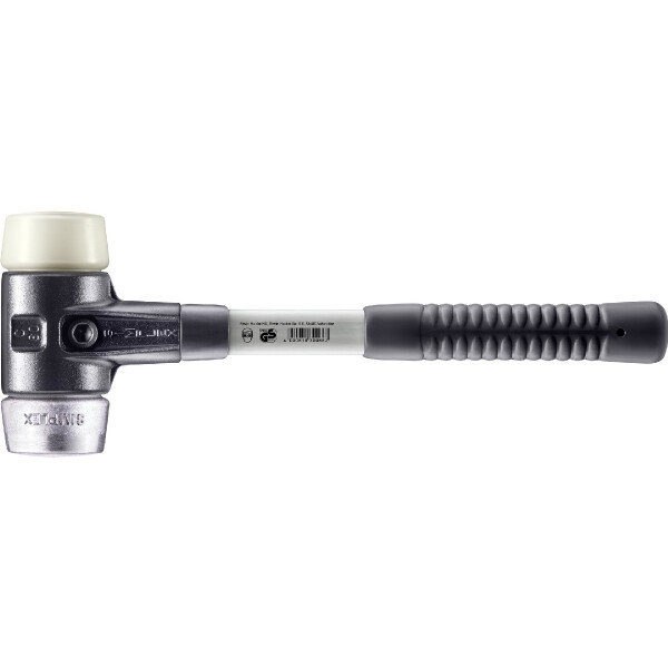 SIMPLEX-Schonhammer, Nylon / Weichmetall; mit verstärktem Tempergussgehäuse und Fiberglasstiel | D=60 mm | 3789.060