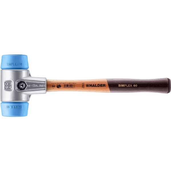 SIMPLEX-Schonhammer, TPE-soft; mit Aluminiumgehäuse und hochwertigem Holzstiel | D=60 mm | 3101.060