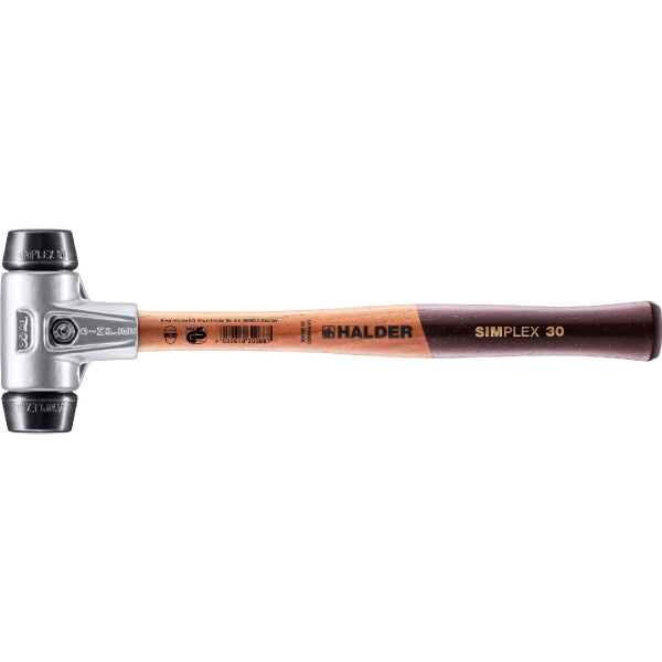 SIMPLEX-Schonhammer, Gummikomposition; mit Aluminiumgehäuse und hochwertigem Holzstiel | D=30 mm | 3102.030