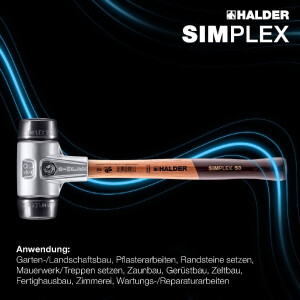 SIMPLEX-Schonhammer, Gummikomposition; mit Aluminiumgehäuse und hochwertigem Holzstiel | D=30 mm | 3102.030