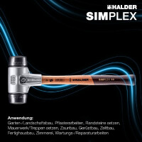 SIMPLEX-Schonhammer, Gummikomposition; mit Aluminiumgehäuse und hochwertigem Holzstiel | D=50 mm | 3102.050