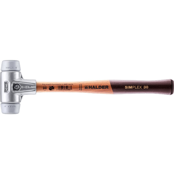 SIMPLEX-Schonhammer, TPE-mid; mit Aluminiumgehäuse und hochwertigem Holzstiel | D=30 mm | 3103.030