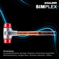 SIMPLEX-Schonhammer, Plastik; mit Aluminiumgehäuse und hochwertigem Holzstiel | D=40 mm | 3106.040