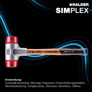 SIMPLEX-Schonhammer, Plastik; mit Aluminiumgehäuse und hochwertigem Holzstiel | D=60 mm | 3106.060