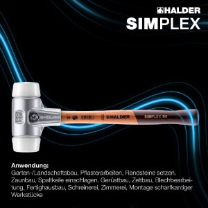 SIMPLEX-Schonhammer, Superplastik; mit Aluminiumgehäuse und hochwertigem Holzstiel | D=60 mm | 3107.060