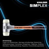 SIMPLEX-Schonhammer, Nylon; mit Aluminiumgehäuse und hochwertigem Holzstiel | D=50 mm | 3108.050
