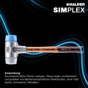 SIMPLEX-Schonhammer, TPE-soft / TPE-mid; mit Aluminiumgehäuse und hochwertigem Holzstiel | D=30 mm | 3113.030
