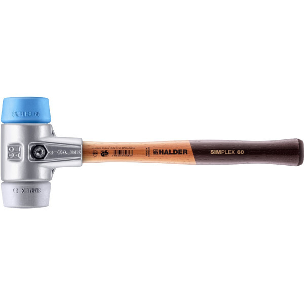 SIMPLEX-Schonhammer, TPE-soft / TPE-mid; mit Aluminiumgehäuse und hochwertigem Holzstiel | D=60 mm | 3113.060