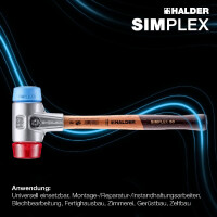 SIMPLEX-Schonhammer, TPE-soft / Plastik; mit Aluminiumgehäuse und hochwertigem Holzstiel | D=30 mm | 3116.030