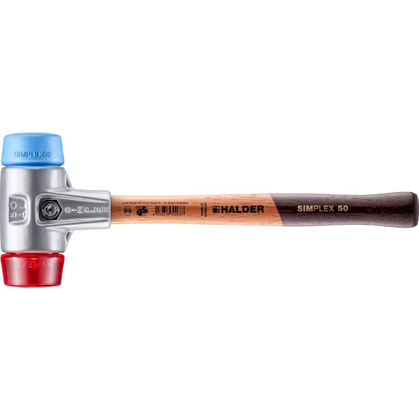 SIMPLEX-Schonhammer, TPE-soft / Plastik; mit Aluminiumgehäuse und hochwertigem Holzstiel | D=50 mm | 3116.050