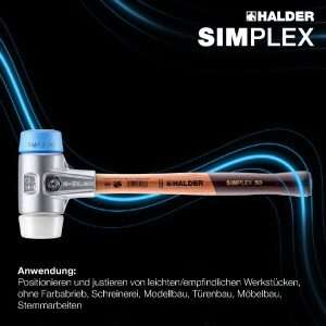 SIMPLEX-Schonhammer, TPE-soft / Superplastik; mit Aluminiumgehäuse und hochwertigem Holzstiel | D=30 mm | 3117.030