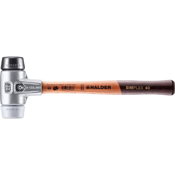 SIMPLEX-Schonhammer, Gummikomposition / TPE-mid; mit Aluminiumgehäuse und hochwertigem Holzstiel | D=40 mm | 3123.040