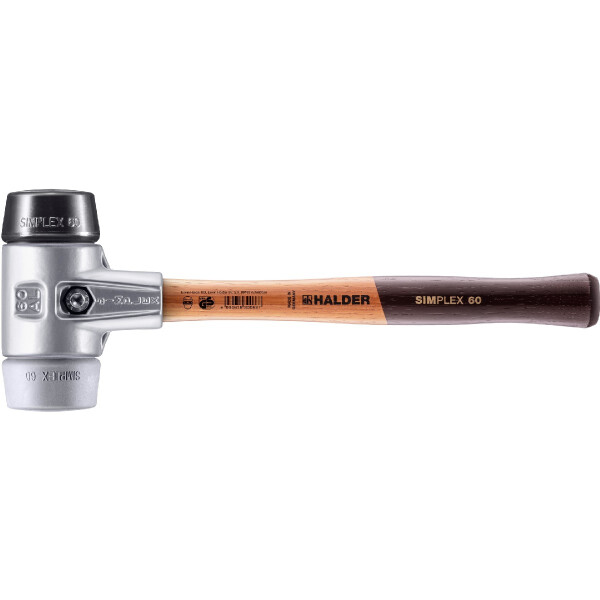 SIMPLEX-Schonhammer, Gummikomposition / TPE-mid; mit Aluminiumgehäuse und hochwertigem Holzstiel | D=60 mm | 3123.060