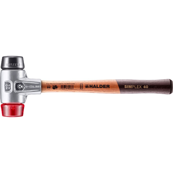 SIMPLEX-Schonhammer, Gummikomposition / Plastik; mit Aluminiumgehäuse und hochwertigem Holzstiel | D=40 mm | 3126.040