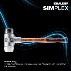 SIMPLEX-Schonhammer, Gummikomposition / Superplastik; mit Aluminiumgehäuse und hochwertigem Holzstiel | D=40 mm | 3127.040