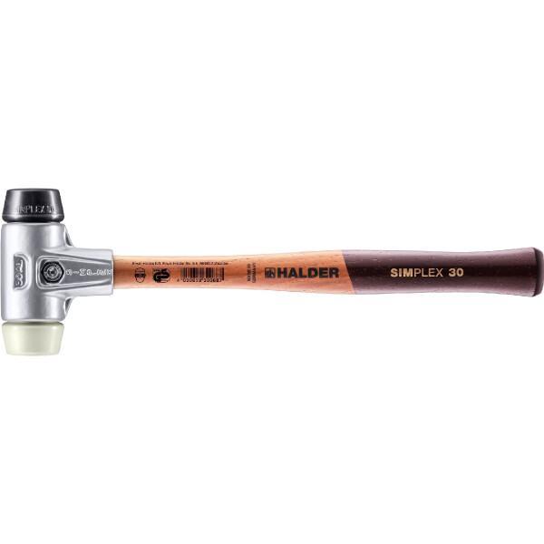 SIMPLEX-Schonhammer, Gummikomposition / Nylon; mit Aluminiumgehäuse und hochwertigem Holzstiel | D=30 mm | 3128.030