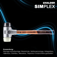 SIMPLEX-Schonhammer, Gummikomposition / Nylon; mit Aluminiumgehäuse und hochwertigem Holzstiel | D=40 mm | 3128.040