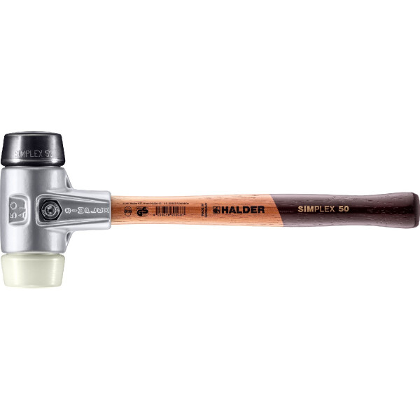 SIMPLEX-Schonhammer, Gummikomposition / Nylon; mit Aluminiumgehäuse und hochwertigem Holzstiel | D=50 mm | 3128.050