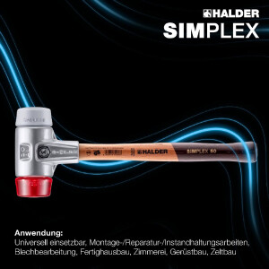 SIMPLEX-Schonhammer, TPE-mid / Plastik; mit Aluminiumgehäuse und hochwertigem Holzstiel | D=40 mm | 3136.040