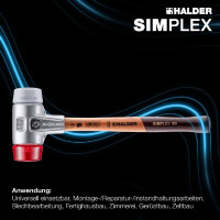 SIMPLEX-Schonhammer, TPE-mid / Plastik; mit Aluminiumgehäuse und hochwertigem Holzstiel | D=50 mm | 3136.050