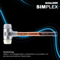 SIMPLEX-Schonhammer, TPE-mid / Nylon; mit Aluminiumgehäuse und hochwertigem Holzstiel | D=50 mm | 3138.050