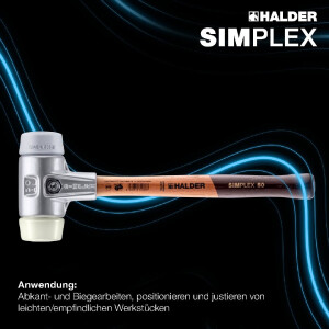 SIMPLEX-Schonhammer, TPE-mid / Nylon; mit Aluminiumgehäuse und hochwertigem Holzstiel | D=60 mm | 3138.060