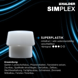 SIMPLEX-Schonhammer, Plastik / Superplastik; mit Aluminiumgehäuse und hochwertigem Holzstiel | D=60 mm | 3167.060
