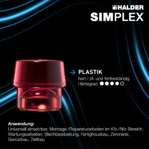 SIMPLEX-Schonhammer, Plastik / Superplastik; mit Aluminiumgehäuse und hochwertigem Holzstiel | D=60 mm | 3167.060