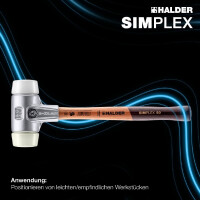 SIMPLEX-Schonhammer, Superplastik / Nylon; mit Aluminiumgehäuse und hochwertigem Holzstiel | D=50 mm | 3178.050