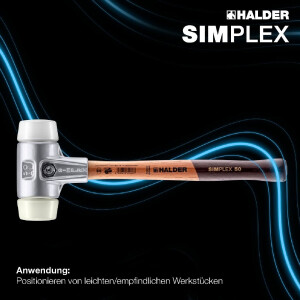 SIMPLEX-Schonhammer, Superplastik / Nylon; mit Aluminiumgehäuse und hochwertigem Holzstiel | D=60 mm | 3178.060