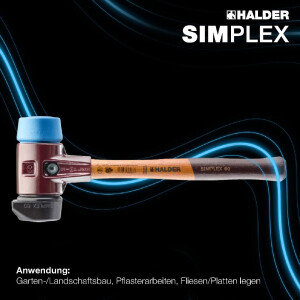 SIMPLEX-Schonhammer, Gummikomposition, mit Standfuß / TPE-soft; mit Tempergussgehäuse und hochwertigem Holzstiel | D=60 mm | 3012.260