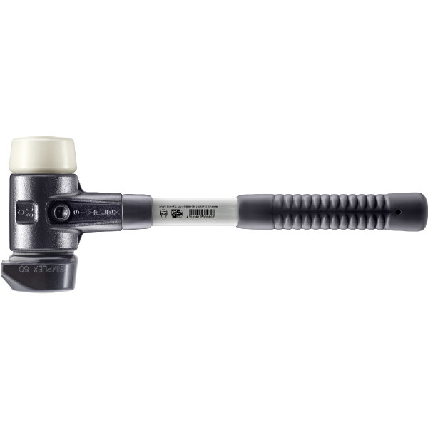 SIMPLEX-Schonhammer, Gummikomposition mit Standfuß / Nylon; mit verstärktem Tempergussgehäuse und Fiberglasstiel | D=60 mm | 3728.260