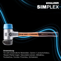 SIMPLEX-Schonhammer, TPE-soft / Gummikomposition mit Standfuß; mit Aluminiumgehäuse und hochwertigem Holzstiel | D=60 mm | 3112.260
