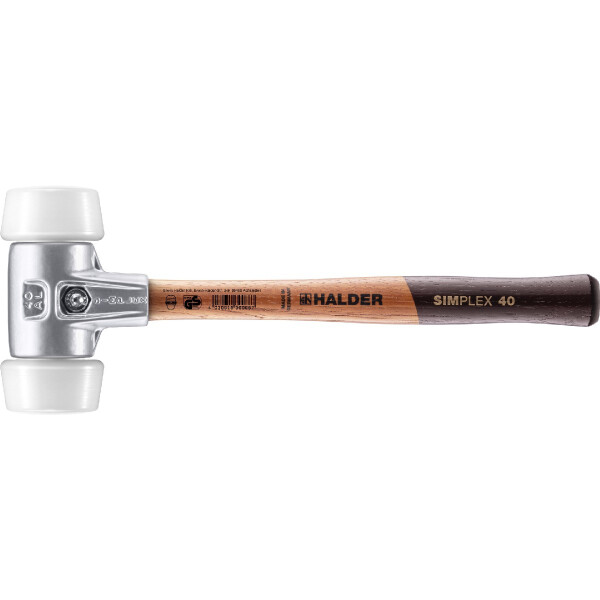 SIMPLEX-Schonhammer, 50:40, Superplastik; mit Aluminiumgehäuse und hochwertigem Holzstiel | D=50 mm | 3107.051