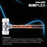 SIMPLEX-Schonhammer, 50:40, Superplastik; mit Aluminiumgehäuse und hochwertigem Holzstiel | D=50 mm | 3107.051