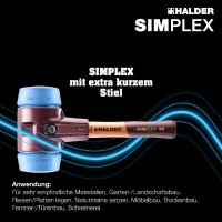 SIMPLEX-Schonhammer, TPE-soft; mit Tempergussgehäuse und hochwertigem extra kurzen Holzstiel | D=80 mm / Stielausführung=extra kurz | 3001.082