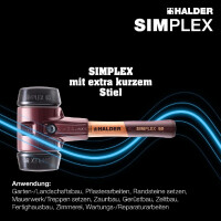 SIMPLEX-Schonhammer, Gummikomposition; mit Tempergussgehäuse und hochwertigem extra kurzen Holzstiel | D=60 mm / Stielausführung=extra kurz | 3002.062