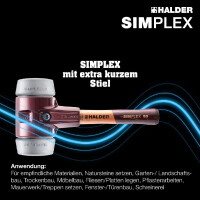SIMPLEX-Schonhammer, TPE-mid; mit Tempergussgehäuse und hochwertigem extra kurzen Holzstiel | D=80 mm / Stielausführung=extra kurz | 3003.082